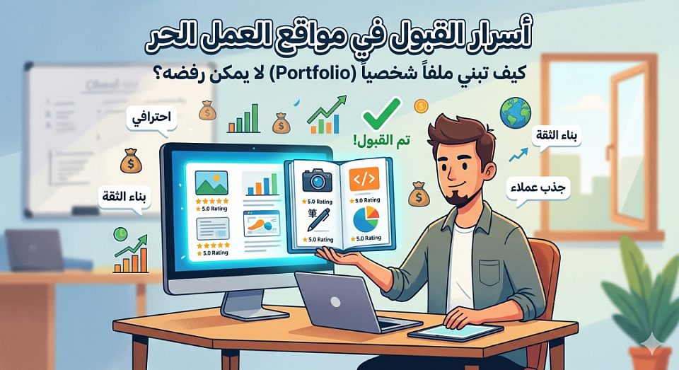 أسرار القبول في مواقع العمل الحر: كيف تبني ملفاً شخصياً (Portfolio) لا يمكن رفضه؟
