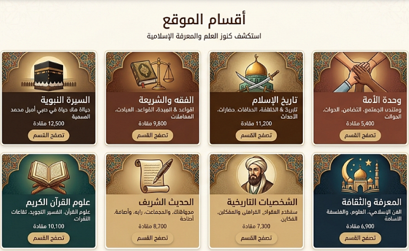 أقسام موقع معلومات ويب